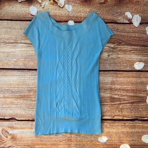 Dressbarn Baby Blue Ribbed Knit Top